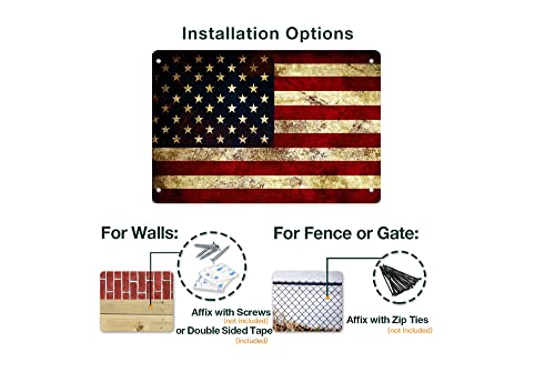 Image of Vintage Tin Sign USA American Flag Metal Sign Wall Decor Plaque 8X12inches | Metal Wall Art Home Store Shop Bar Man Cave Signs