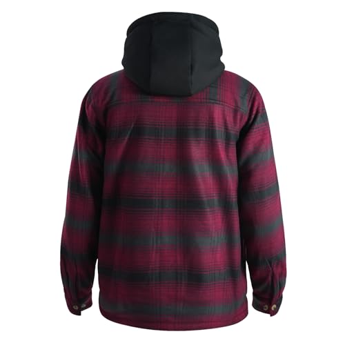 Image of TanBridge Men's Cotton Plaid Shirts Jacket Full Zip Fleece Flannel Sherpa Lined Hoodies Heavyweight Hoodies Jacket for Men