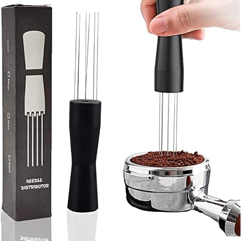 Gfamous WDT Tool Espresso, Coffee Stirrer Tamper Needle, Needle Coffee Tamper, Tamper Filter Holder, Stirring Coffee Accessories, WDT Tool for Espresso Machines, Black Cover