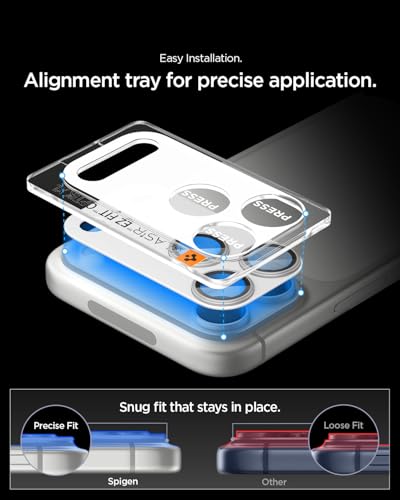 Image of Spigen Glas.tR EZ Fit Optik Pro XL Tempered Glass Camera Lens Protector for iPhone 17 Pro Max - Silver [1 Pack]