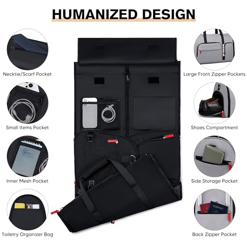 Rolling Garment Bags for Travel, Garment Bag with Wheels, Convertible Garment Duffel bag, Carry On Garment Bag with Shoe Compartment, Rolling Duffel Bag with Detachable Trolley System-Grey4