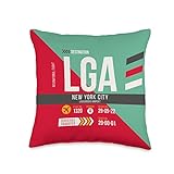 Vintage New York LGA Airport Code Travel Day Retro Travel Throw Pillow