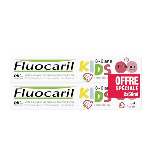 Fluocaril Kids Pasta de Dientes Bifluorada 3-6 Años 2 x 50ml Gel Fresa