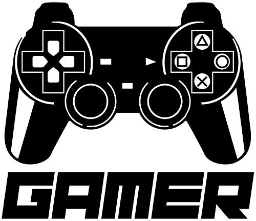 GRAPHIX DESIGNGamer Wall Vinyl Decal Game pad Joystick in Hand Play Room Custom Sticker Gaming Video Game Poster Teen Children Kids Mural Wall Vinyl Sticker Color Black 45x 96cm (Black)
