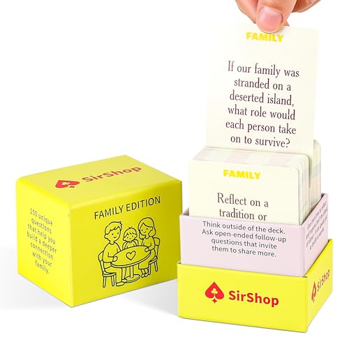 SirShop Conversation Cards 150 PC Meaningful Family Conversation Cards Engaging Fun Card Game for All Ages Spark Funny Talks and Deep Connections for Dinner Party Game Night and Road Trips.