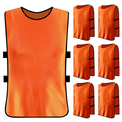 6 Piezas Petos Futbol Adultos, Petos Deportivos Transpirables, Chaleco de Entrenamiento Futbol, Sports Petos de Entrenamiento para Fútbol, Rugby, Baloncesto, Tamaño xl, Naranja