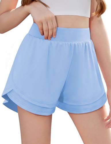 La mejor comparación de Pantalones cortos deportivos para Niña que Puedes Comprar On-line. 47 Zaclotre - Pantalones cortos deportivos para niñas con bolsillos cruzados de triple capa 2 en 1 para niños, Azul, 9-10 Años