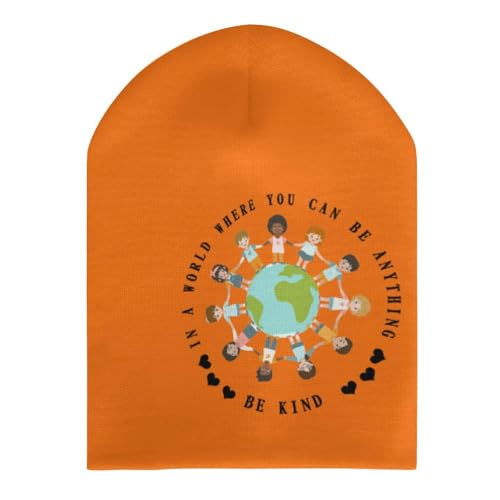 Unity Day - in A World Be Kind Kids Earth Anti Bullying Orange Kids Beanie Hat for for Girls Boys Children Cap Winter Knitted Chemo Cancer Headwear Accessories Gifts Decoration3