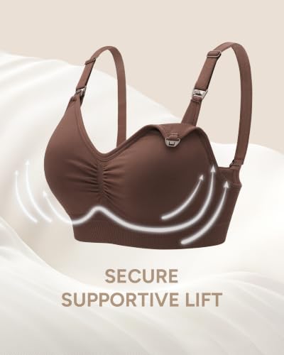 Image of Stelle Nursing Bras Maternity Bralette Seamless for Breastfeeding | Removable pads, Soft stretch fabric, One-hand clips, Pregnancy, Postpartum, Everyday comfort
