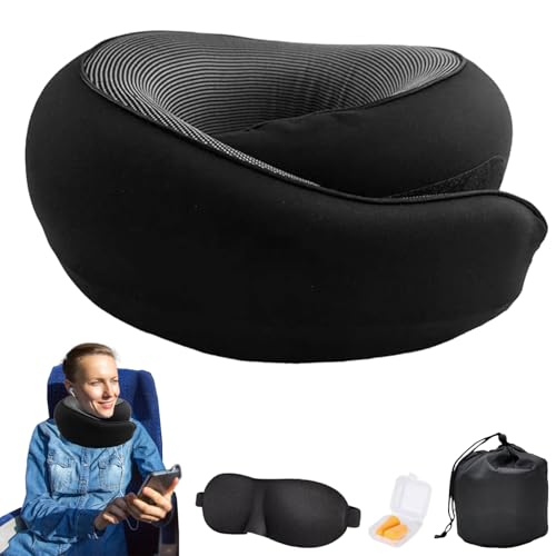 Nackenkissen Flugzeug, Ergonomisch Gestaltetes Reisekissen, Reisekissen Flugzeug, Nackenhörnchen Erwachsene mit Augenmaske, Nackenhörnchen Memory...