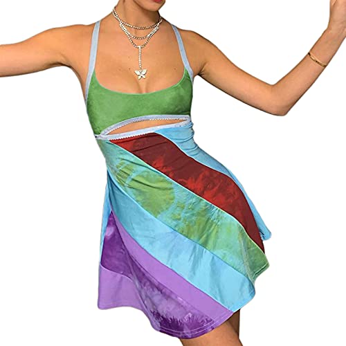 Women's Vintage Print Semi-Sheer Sheath Dress 2004s Fashion Bodycon Mini Slip Dress Retro Bandana Print Fitted Strap Dress3