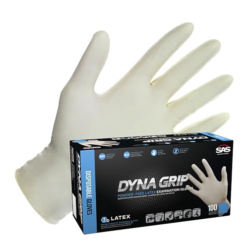 SAS Safety 650-1004 Dyna Grip PF Latex Gloves - Box of 100, X-Large