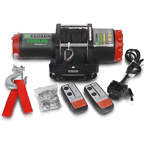 STEGODON 4500 lb. Load Capacity Electric Winch,12V Black Synthetic Rope Winch with Wireless