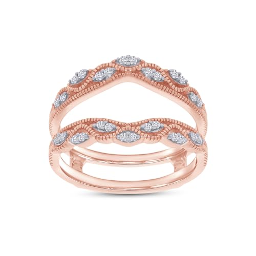 0.20 Cttw Enhancer Guard Ring, Lab Created Moissanite & Lab Grown Diamond Vintage Style Ring Guard Solitaire Enhancer Wrap for Women 14k Gold Over 925 Sterling Silver