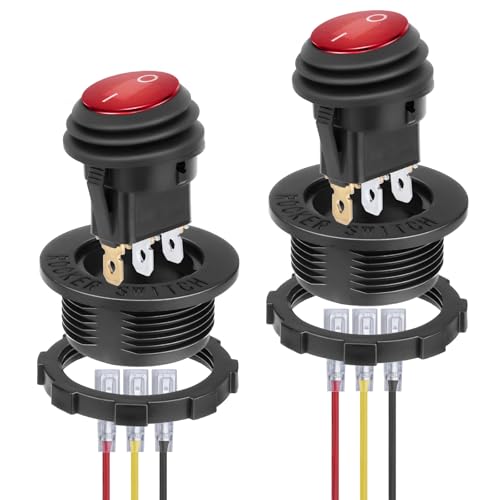 Image of BFXM Round Rocker Switch, Toggle Switch 12V, On Off Switch, SPST 3 Pin | Waterproof LED Lighted Automotive Power Switch, Marine Toggle Switch ,Automotive Replacement Electrical System Switches