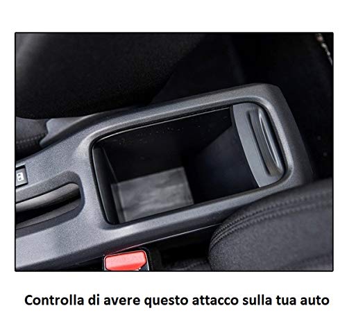 Bracciolo Auto In Pelle Nera Per Peugeot 2008 (2008-2019) – Con Portaoggetti, Posacenere, Portabevande E Presa USB Multipla