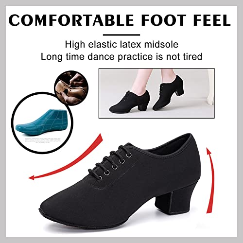 AOQUNFS Women's Latin Dance Shoes Lace-up Ballroom Salsa Split-Sole Rhythm Teaching Professional Practice Dancing Shoes4