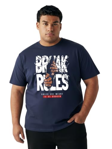 Image of Men Plus Size Printed Cotton Round Neck Half Sleeve Regular Fit T-Shirt