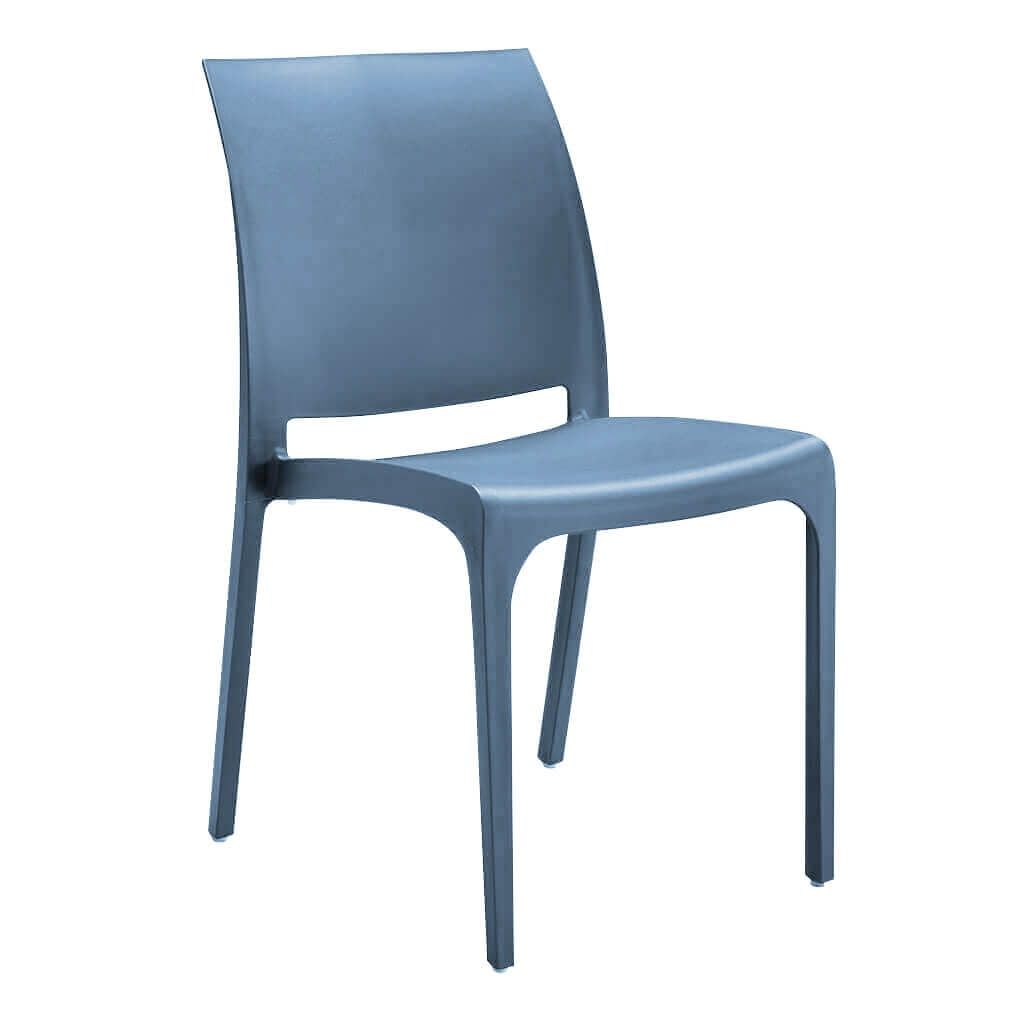 milani home - sedia da giardino in polipropilene, blu, impilabile, per terrazzo e bar, bianco