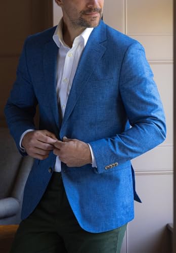 Men's Regular Fit Linen-Blend Jacket Casual 2 Botton Lightweight Sport Coat Blazer with Pockets2
