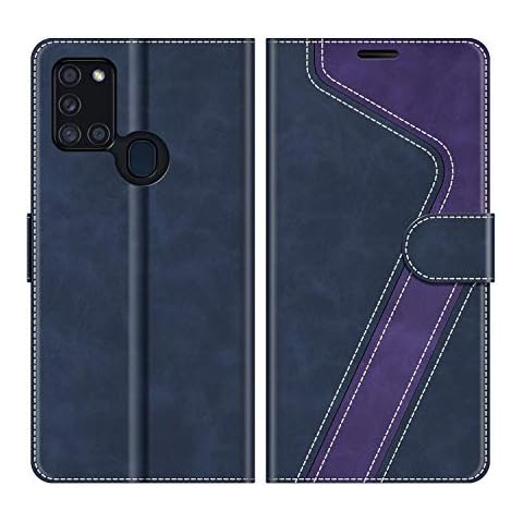 MOBESV Samsung Galaxy A21s Case, Phone Case For Samsung Galaxy A21s, Samsung Galaxy A21s Phone Cover, Flip Wallet Case for Samsung Galaxy A21s Phone Case, Dark Blue/Violet Cover