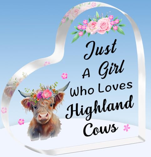TTOVEN Highland Cow Gifts for Girls Highland Cow Plaque Gifts Just A Girl Who Loves Highland Cows