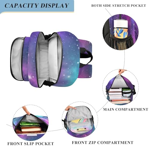 Backpack for School Boys Girls, Galaxy Colorful Girls Backpack Elementary School, 17 Inch, Age 6-124