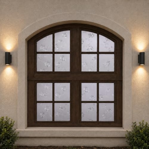 Image of CVANU Premium Botanical Frosted Glass Covering Privacy Window Film, Self Adhesive Waterproof Vinyl Sticker for Glass Doors, Windows, Bathroom & Office Use (24 x 200 Inch)