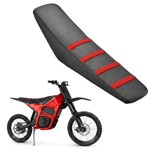 Image of Hizoncore Seat Cover for Yozma IN10, Black Stripe Non-Slip Motorcycle Seat Cushion for Electric Dirt Bike E-Bike Accessories - Red