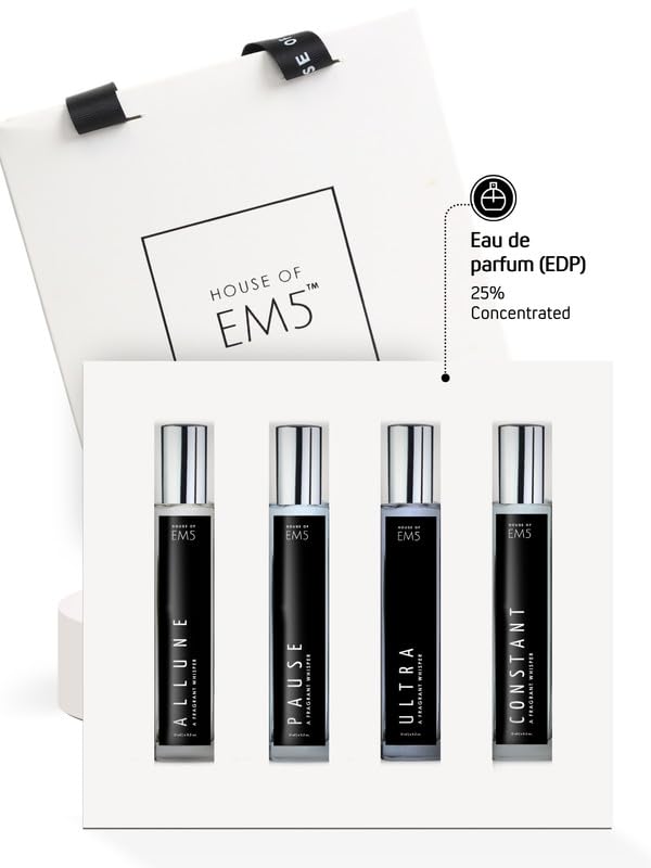 Image of EM5 Combo Pack of 4 - Perfect Office /Everyday Fragrance Set for Men & Women | Eau De Parfum Spray | Gift Set for Him /Her | Compact & Travel Friendly | 15 ml Each