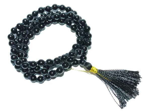 MAUTIK SADIWALA ARIHANT HANDICRAFT Lab Certified Natural Stone Crystal Tourmaline Mala with 109 Beads for Men and Women (Black, 8 Mm)