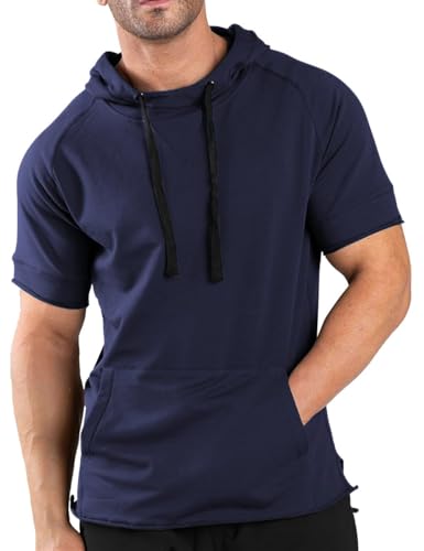 COOFANDY Men's Short Sleeve Hoodies Casual Workout Gym Tops Outdoor Athletic T-Shirts With Pockets