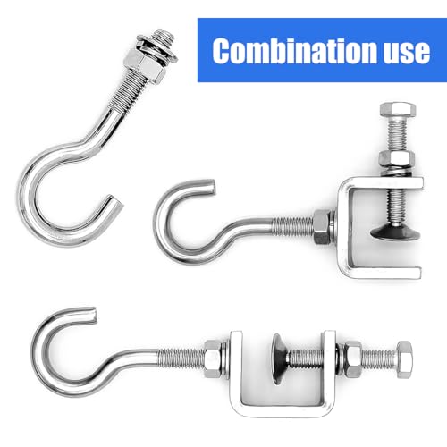 C Clamps Stainless Steel 2 Piece C Clamp Set High Performance C Clamp Jaw Openings 30 mm Screw Terminals Metal with Stainless Steel Hooks and Ring Screws for Woodworking Welding and Carpentry - Image 3