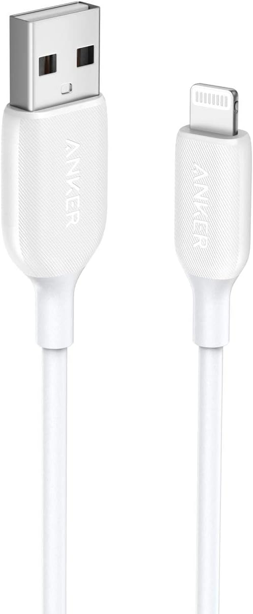 Anker PowerLine III Lightning Cable iPhone Charger Cord MFi Certified for iPhone X, Xs, Xr, Xs Max, 8, 8 Plus, 7, 7 Plus, 6, 6 Plus and More, Ultra Durable (1.8m, White)