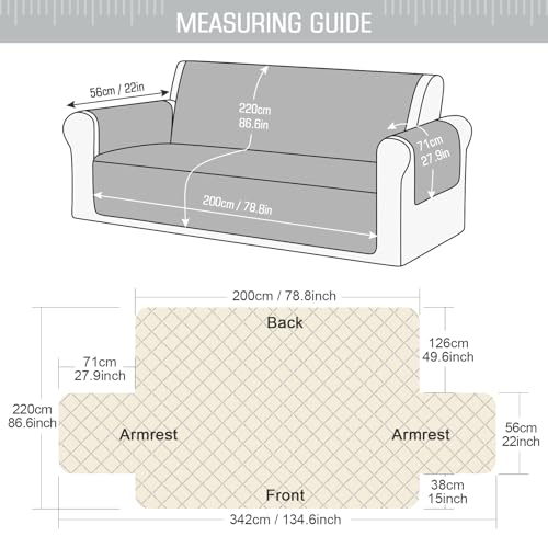 Image of TAOCOCO Sofa Protectors 4 Seater,Slipcover for Sofa,Sofa Cover for Pets,Sofa Slipcovers for Kids with Elastic Strap,Washable Sofa Cover Protect for Pets(Pale Grey)