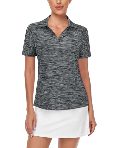Image of Cucuchy Womens V Neck Golf Polo Shirts Moisture Wicking Sports Workout Tops