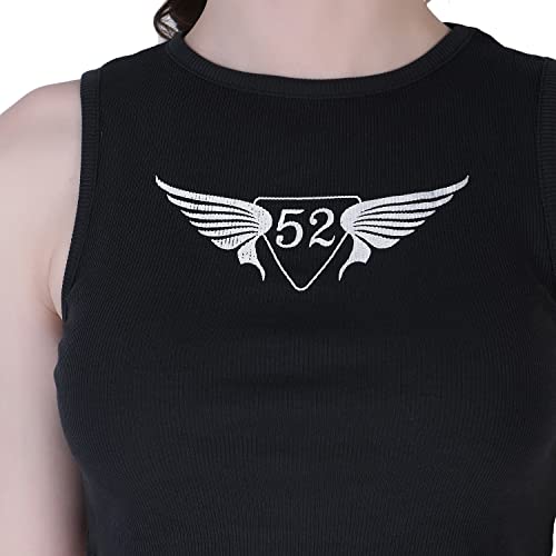 Image of Leriya Fashion Women's & Girls' Solid Ribbed Western Crop Top, Sleeveless Angle's Fly Print Top.