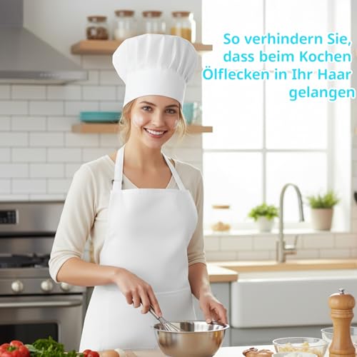 YyiFcg Kochschürze Weiß, Ratatouille Kostüm, 2 Weiße Schürzen Mit 1 Kochmütze, Langlebiges Küchenzubehör, Perfekt Für Profis Und Hobbyköche