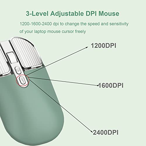 Image of 2.4G Wireless Rechargeable Mouse with USB Receiver,One Click Return to Desk,Mute Button,Power Saving, 2400DPI Optical Cute Girls Mouse for Laptop,Notebook,PC,Tablet (Green)