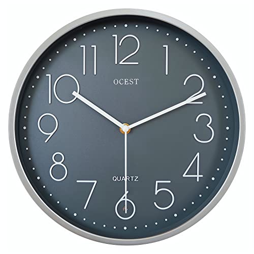 Ocest 12-Inch Night Light Wall Clock, Silent Non-Ticking Battery Operated Round Glow In The Dark Luminous Wall Clock, Modern Arabic Numerals Analog Decor Clock For Living Room, Bedroom, Office (Gray) #TOP6
