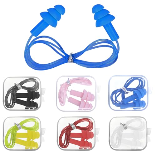 6 Pares Tapones para Oídos de Silicona, Reutilizables Tapones de Reducir Ruidos, Impermeables,Tapones Para Los Oídos De Natación Para Estudiar Y Viajar