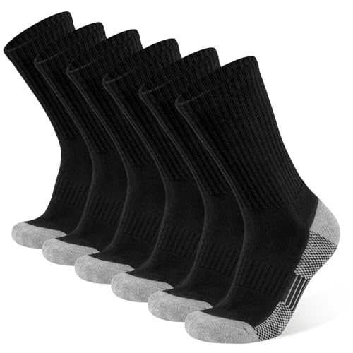 YORJOSOX Mens Socks 6-9 9-12 Cushioned Work Socks Walking Socks Crew Athletic Socks for Men
