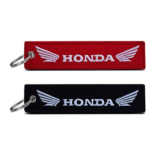 JIYUE 2Pack Embroidered Tag Keychain Key Ring for Honda Car Motorcycles Bike Biker Key Chain Bag Phone ChainAccessories Gifts