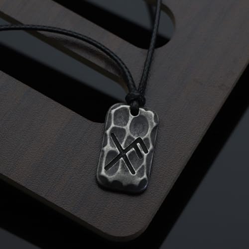 Image of Ankiyabe Stainless Steel Norse Viking Rune Pendant with Adjustable Braided Rope Good Luck /Love /Strenght /Health Viking Symbol Necklace for Men Women