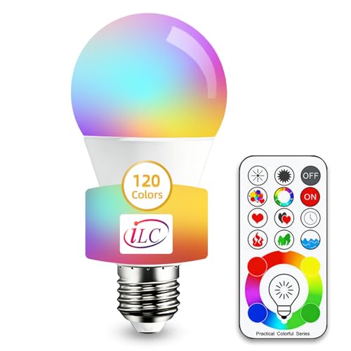 iLC Bombillas Colores RGBW LED Bombilla Cambio de Color Edison   RGB 120 de colores Regulable   10 vatios E27  Control remoto Incluido para Casa Decoración Bar Fiesta Ambiente Ambiance Iluminación