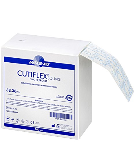Wasserfeste und transparente, quadratische Pflaster, Master Aid Cutiflex square, 100 Stück