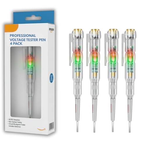 Image of Set of 4 Advanced Intelligent Chip High-Brightness Intelligent Voltage Tester Pen Multi-function LED Test Pen with Screwdriver for Electric Power Testing Voltage Tester [Safety Highlighter Pen] (4)