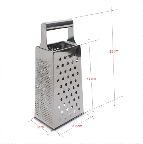 Image of KMW Box Grater 4 Sides Stainless Steel with Pipe Handle I Best for Parmesan Cheese, Vegetables, Ginger I 23 CM (Pack of 1)