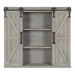 Kate and laurel cates decorative wood wall storage cabinet with two sliding barn doors rustic gray  urban country home decor