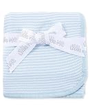 Little Me Baby Boys' 100% Cotton Textured Stripe Blue and White Stroller Blanket, 30 x 40 Inches